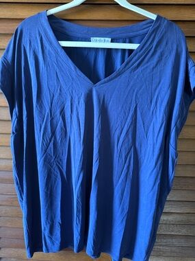 Ophelia Roe Women's V-Neck Short Sleeve Tee in Sapphire Blue